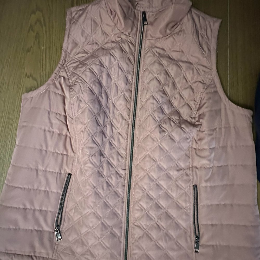 CJ Banks Quilted Vest, Rose, Size: 2X